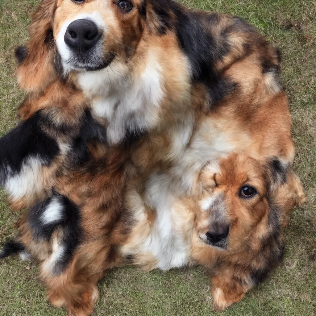 Image similar to realistic photo of a mix of every dog breed combined