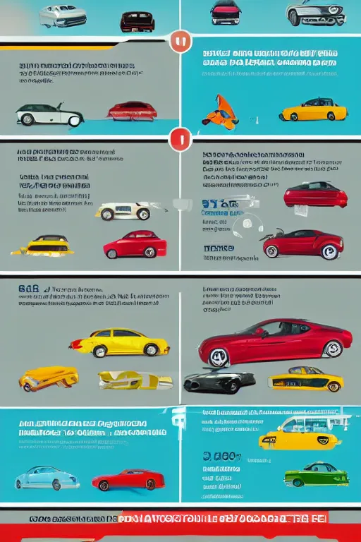 Image similar to infographic showing many types of different cars