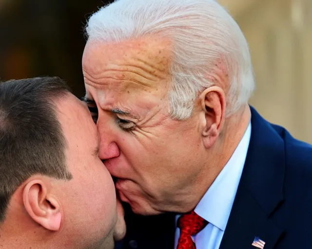 Prompt: Anthony Albanese kissing Joe Biden
