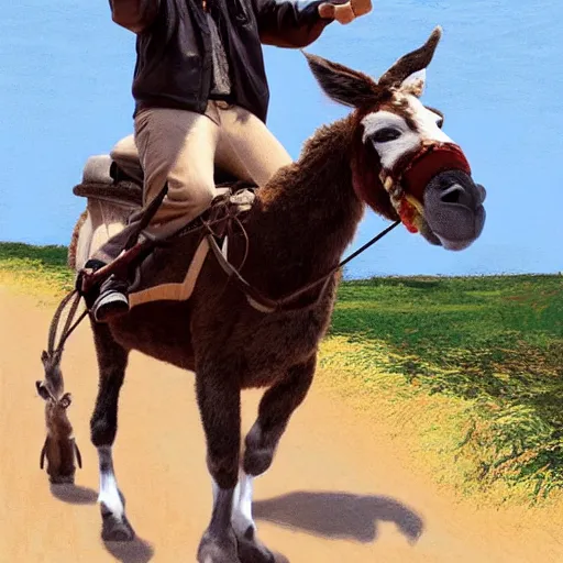 Image similar to biden riding a donkey, photorealistic, ultra detail