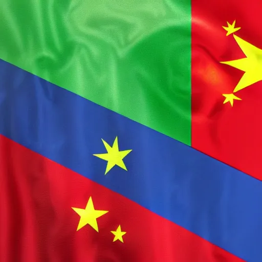 Image similar to the italian flag with the finnish flag in the white spot and the chinese flag in the red spot