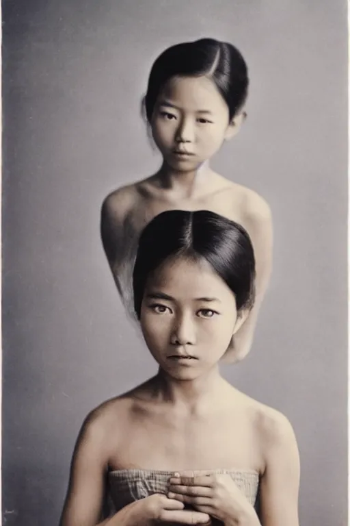 Prompt: ultra realistic vintage photo portrait of a asian girl, by Annie Leibovitz,