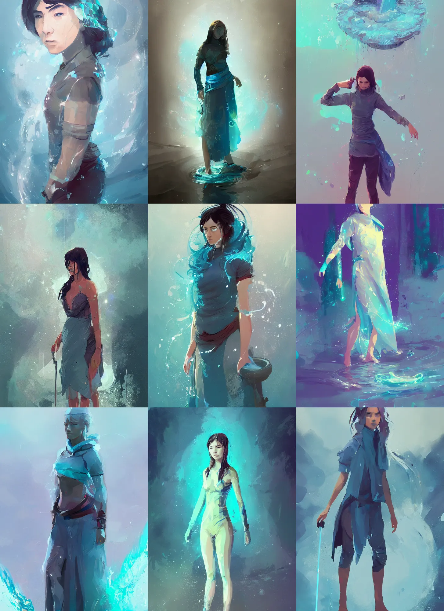 Prompt: a beautiful digital painting art of a full body portrait of a female water bender, artwork by ismail inceoglu, trending on artstation