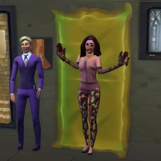Prompt: procedually generated Sims with the Croenenberg Homonculus Nuclear-Mutation Wicked Whims mod
