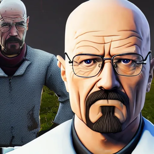 Image similar to Walter White in Fortnite hyper realistic 4K quality