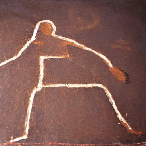 Image similar to Ancient cave painting of a basketball player, photo