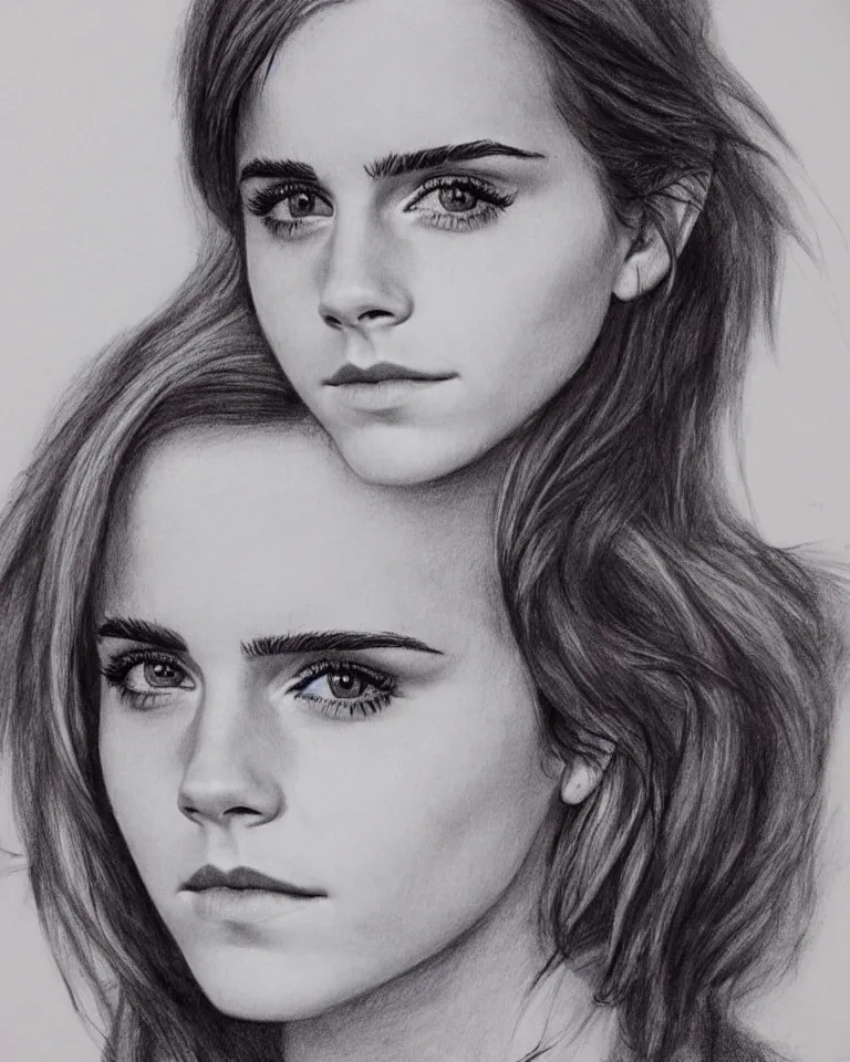 Prompt: emma watson, charcoal drawing, highly detailed