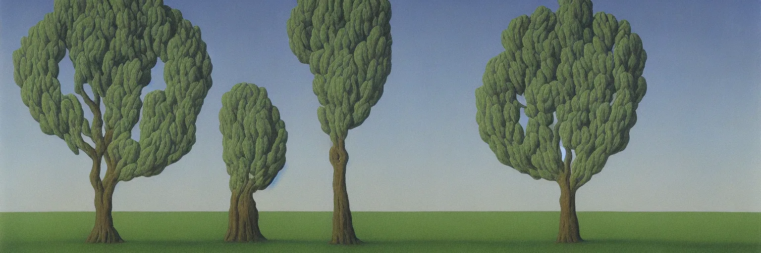 Prompt: willow tree painting magritte