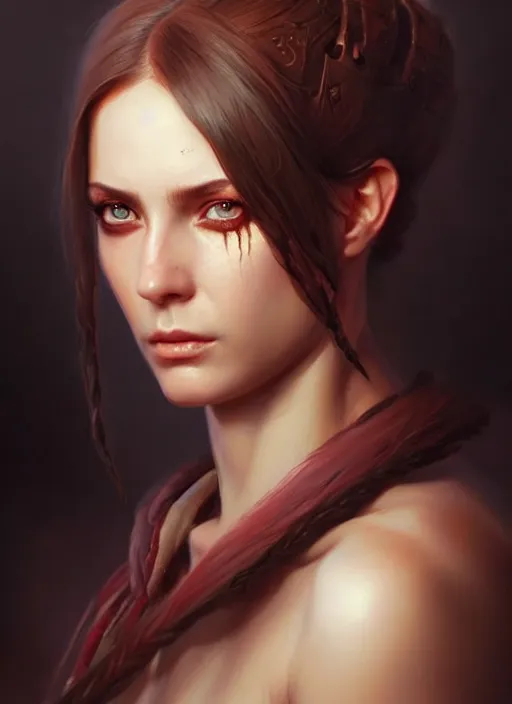 Image similar to a _ fantasy _ style _ portrait _ painting _ of female with scar under left eye, holy oil _ painting _ unreal _ 5 _ daz. _ rpg _ portrait _ extremely _ detailed _ artgerm _ greg _ rutkowski _ greg