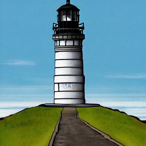 Image similar to cape reinga lighthouse, banksy, digital art