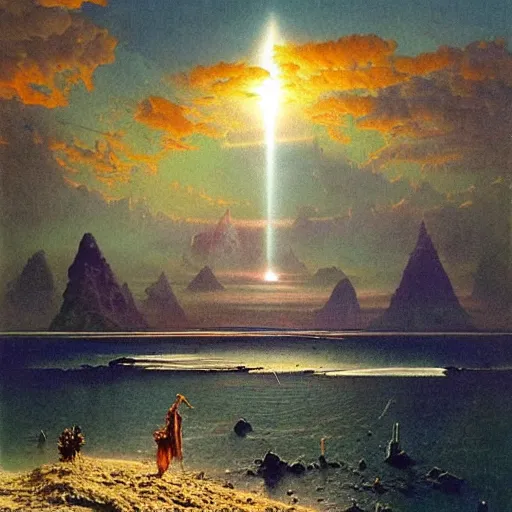 Image similar to 🌌🔥🧗🧟🧠🏝️, Bruce Pennington