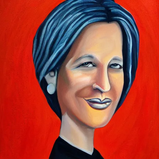 Image similar to a feminine version of female bill maher painting