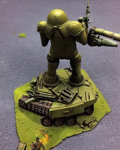 Image similar to ( ( t - 3 4 ) ) mech!!!! armed with a 7 5 mm cannon for an arm, giant!!!! humanoid!!!! figure, giant legs, oil painting, ( ( ( soviet tank ) ) ), tribal yurta, postapocalyptic, sharp focus