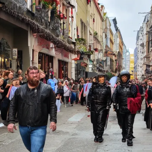 Image similar to angels protecting crowds of people in the street