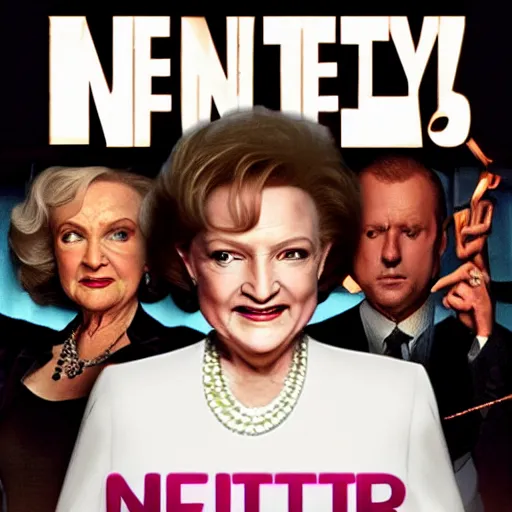 Prompt: neo-noir movie with betty white, murder mystery