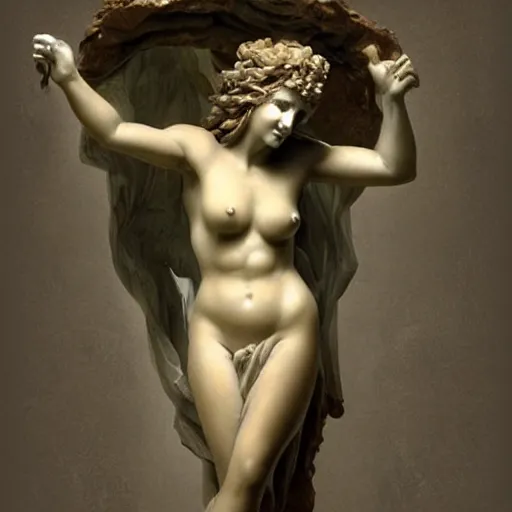 Image similar to sculpture of persephone, goddess of the underworld, made by michelangelo, art station, concept art