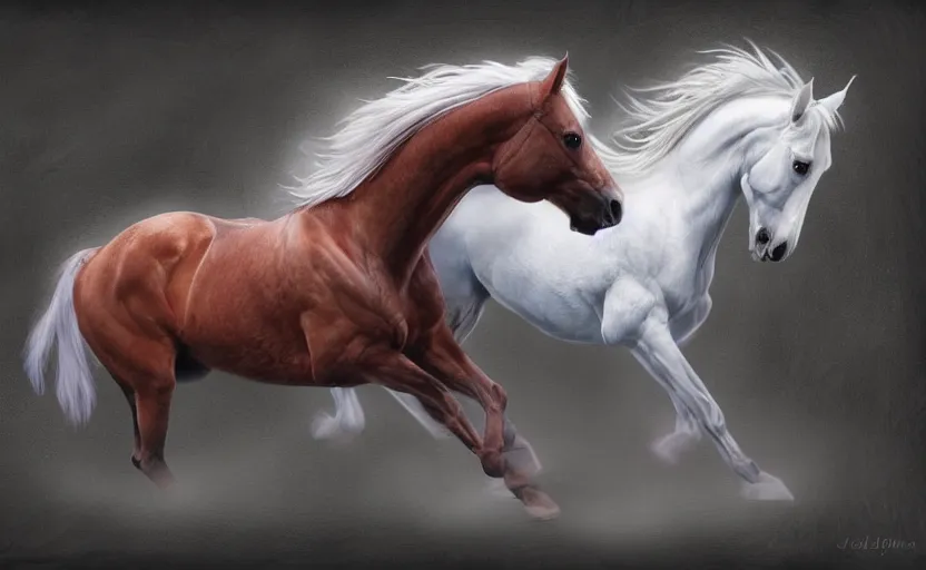 Image similar to Magical and fantasy digital painting of a horse