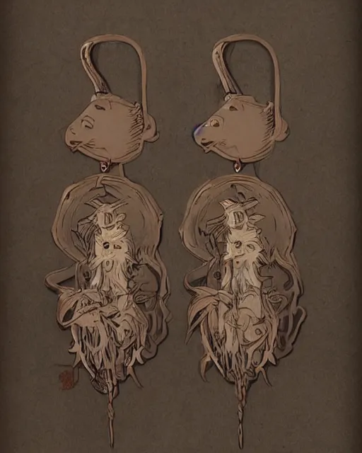 Image similar to cute funny ghost, 2 d lasercut wood earrings, ultra realistic, concept art, intricate details, highly detailed by greg rutkowski, gaston bussiere, craig mullins, simon bisley