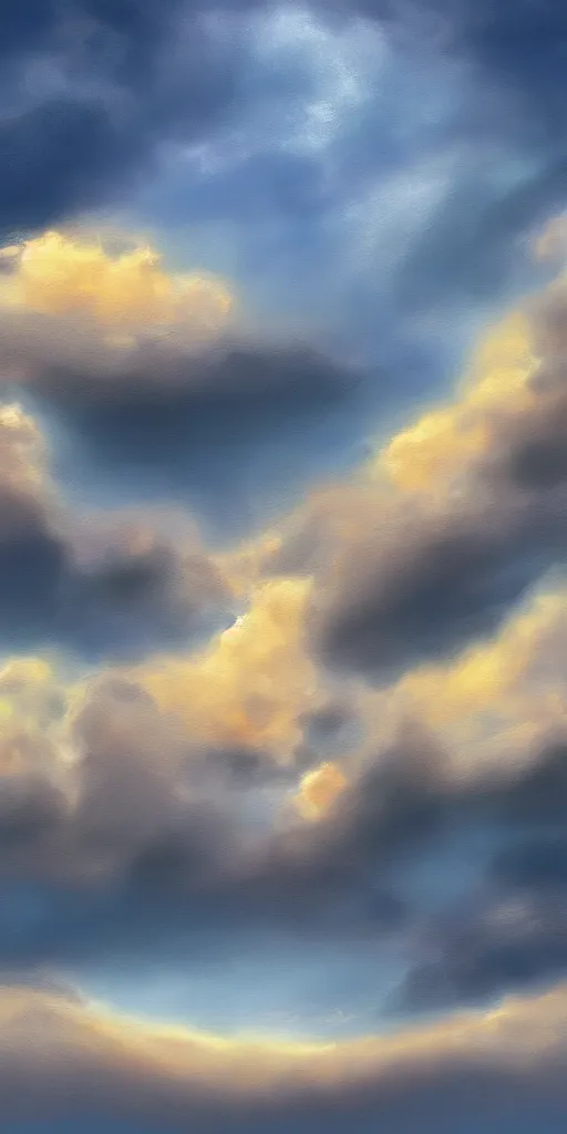 Image similar to seamless digital painting of the sky with with clouds view from the side,