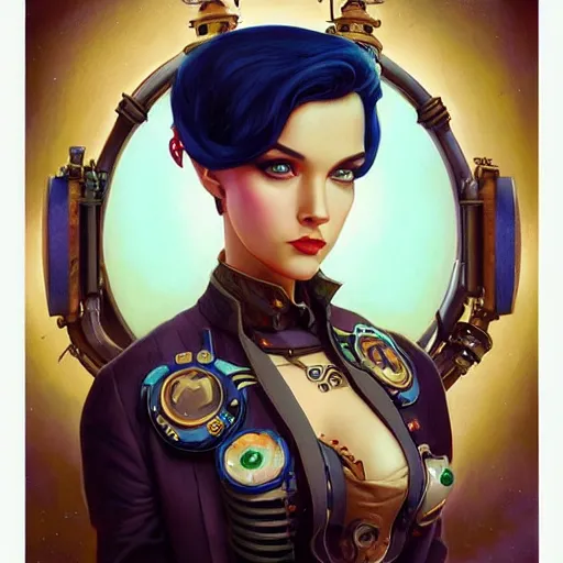 Prompt: Lofi Steampunk portrait Pixar style by Tristan Eaton Stanley Artgerm and Tom Bagshaw.