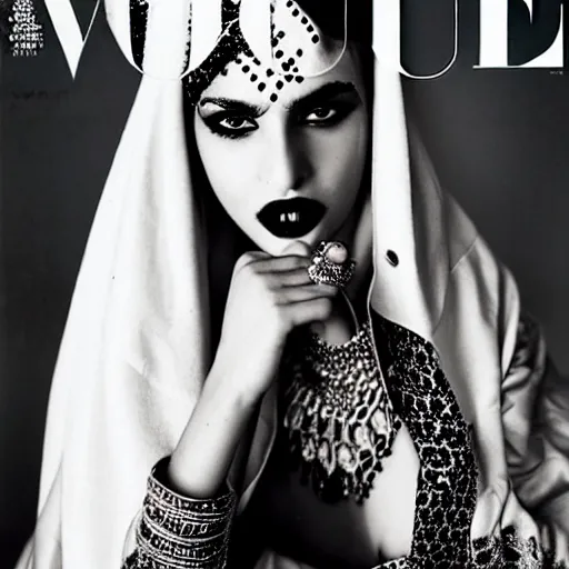 Image similar to a beautiful professional photograph by hamir sardar, herb ritts and ellen von unwerh for the cover of vogue magazine of a beautiful and unusually attractive moroccan berber female fashion model with a face tattoo looking at the camera in a flirtatious way, leica 5 0 mm f 1. 8 lens