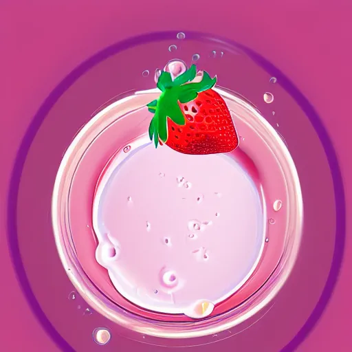 Prompt: a hyperdetailed strawberry milk poster, floating milk fluid, there are no cups or bottles, 4 k hd wallpaper illustration, package cover