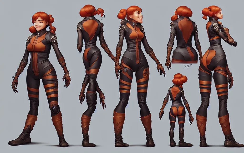 Prompt: weta disney pixar character sheet of 🏍 kata : : flames : : multiple costumes : : by weta, greg rutkowski, wlop, ilya kuvshinov, rossdraws, artgerm, marvel, unreal engine, bright morning, anime