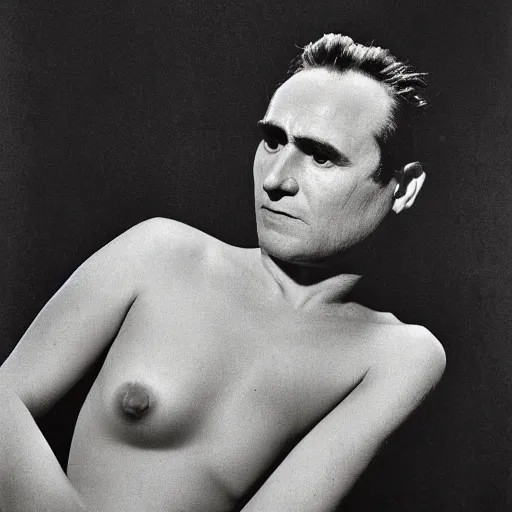 Prompt: composition by joan miro, photo portrait by george hurrell