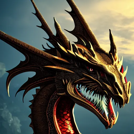 Prompt: dragon head, fantasy style, 4 k