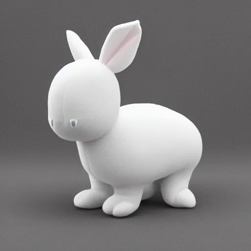 Prompt: cute fumo plush of a rabbit blobcreature, negative space, black and white, anime, vray