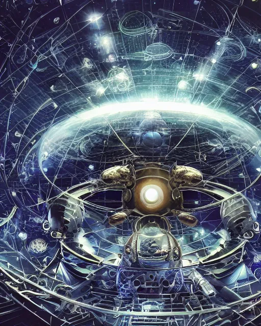 Prompt: photo of a space laboratory, scifi, complex design, alien, masterpiece, shield generator, planet, stars, atmosphere, star anise shape, hexagonal, transparent parts, 4 k high definition, insanely detailed, intricate, art by akihiko yoshida, akihito tsukushi