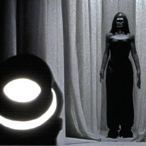 Image similar to movie still of the alien girl, cinematic composition, cinematic light, by david lynch and dario argento