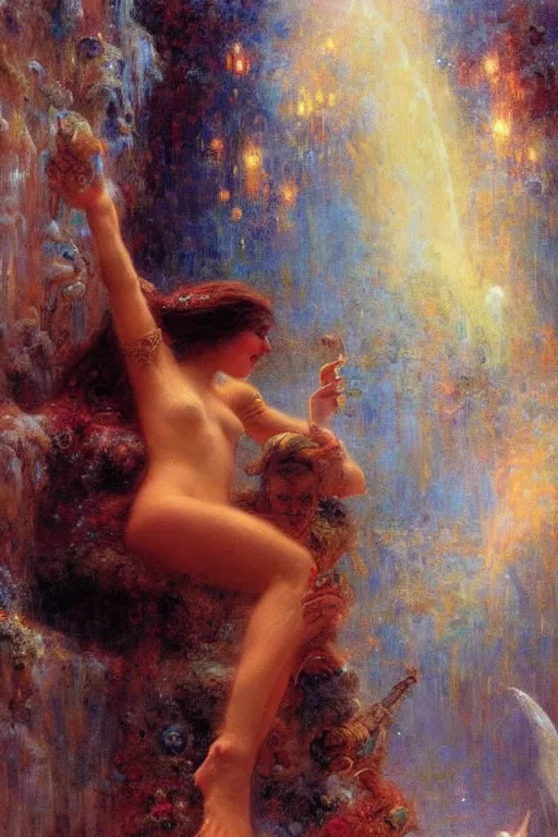 Image similar to dream of the endless. art by gaston bussiere.