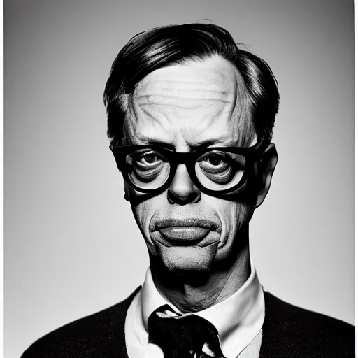 Prompt: 8 5 mm f 1. 8 photograph of steve buscemi wearing hipster glasses, highly detailed, by erwin olaf and anton corbijn, smooth, sharp foccus, commercial photography, fashion shoot