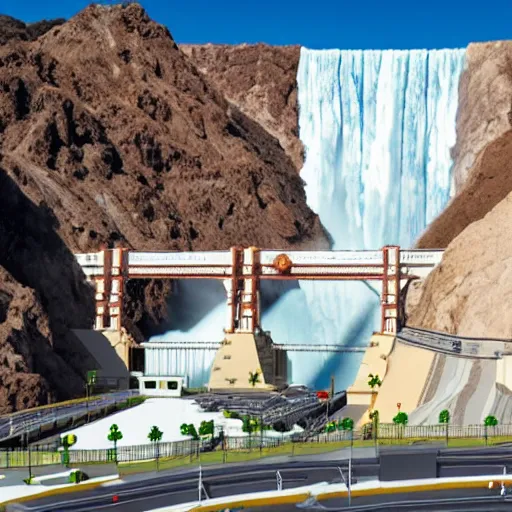 Image similar to hoover damn made out of legos