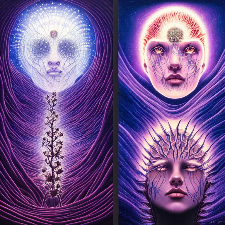 Image similar to stars of spirit, by peter rohrabacher annatto finnstark : flowers of purity, future heaven plants by leiko ikemura, and ilya kuvshinov | sparkling atom fractules of skulls and mechs deep under the spine cords, by alex grey and hr giger