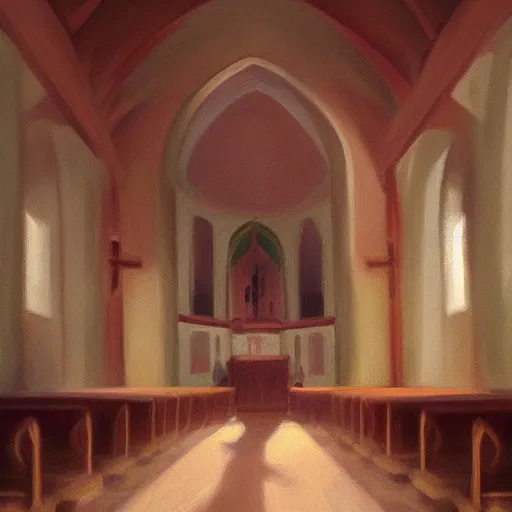 Image similar to a cult inside a church praying, oil painting, pale colors, high detail, 8 k, wide angle, trending on artstation,