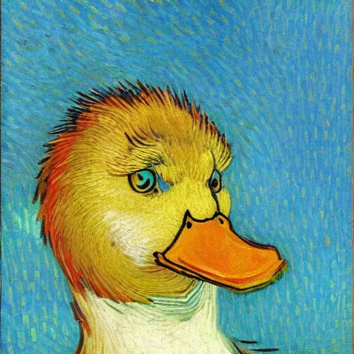 Prompt: by kyoto animation, van gogh's style, portrait of a duck