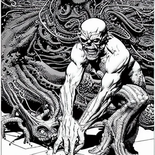 Image similar to “ bernie wrightson ” “ geoff darrow ” aquatic horror shape 1 0 2 4 x 1 0 2 4