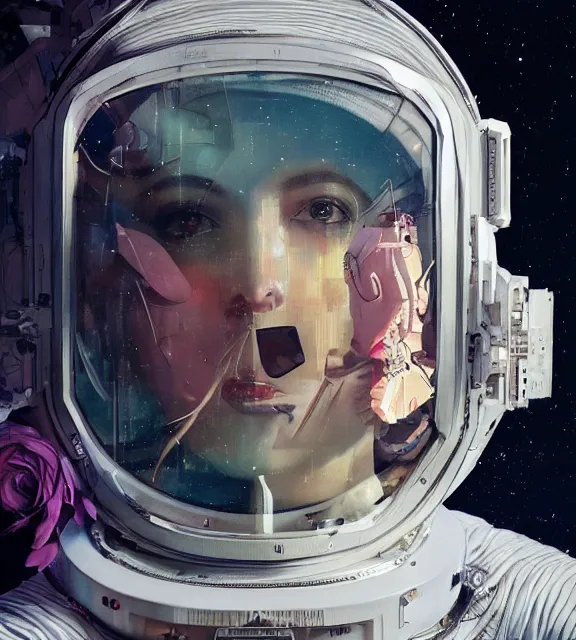 Image similar to hyperrealistic portrait of a woman monster astronaut, sofia coppola, cybernetic details, well lit, intricate abstract. gucci style, intricate artwork, high detail, figurative art, multiple exposure, poster art, 3 d, by stanley kubrick and tooth wu and wlop and beeple, realistic, hyperdetailed, 8 k resolution.