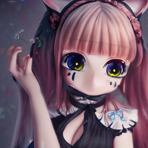 Prompt: catgirl, nekomimi, maid dress, anime, extremely detailed eyes, fantastic details full faces, trending on artstation, hyperdetailed Unreal Engine 4k 8k ultra HD, illustration, digital art