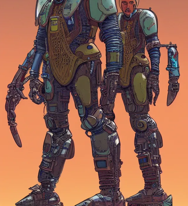 Image similar to atompunk / decopunk powered armor in the style of jean giraud in the style of moebius trending on artstation deviantart pinterest detailed realistic hd 8 k high resolution