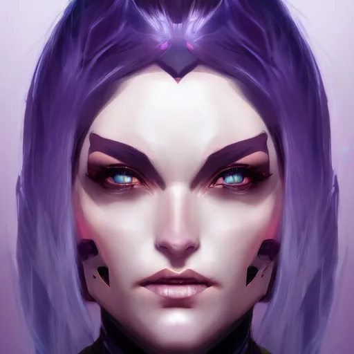 Image similar to face of vi from arcane, centered, symmetrical, artgerm, artstation