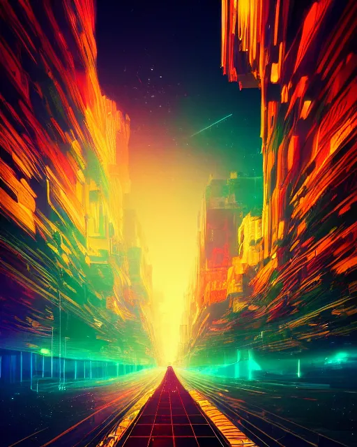 Prompt: Digital world, simulation theory, glitching, scifi, global illumination, unique landscape, fine details, perfect, 8k high detail, masterpiece, trending on ArtStation, by Alena Aenami, Petros Afshar, Liam Wong