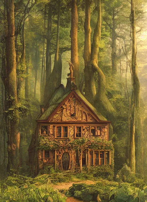 hyper realistic witch cottage rococo in the woods | Stable Diffusion ...