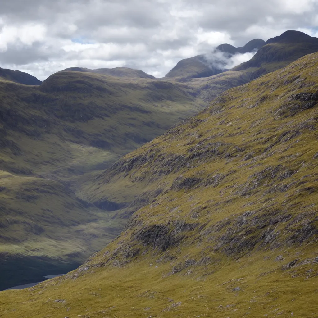 Image similar to scottish mountains behind loch