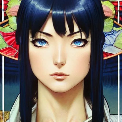 Image similar to intricately detailed vfx portrait of nico robin by eiichiro oda!, makoto shinkai, alphonse mucha, art by artgerm and greg rutkowski!, blue eyes!!, large aquiline nose!!, best of behance, concept art, matte, sharp focus, adolphe bouguereau, annie leibovitz, stanley kubrick,