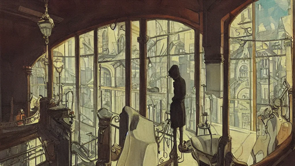 Prompt: a painting in the style of francois schuiten.