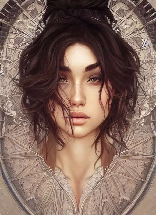 Prompt: symmetry!! madison beer, machine parts embedded into face, intricate, elegant, highly detailed, digital painting, artstation, concept art, smooth, sharp focus, illustration, art by artgerm and greg rutkowski and alphonse mucha, 8 k