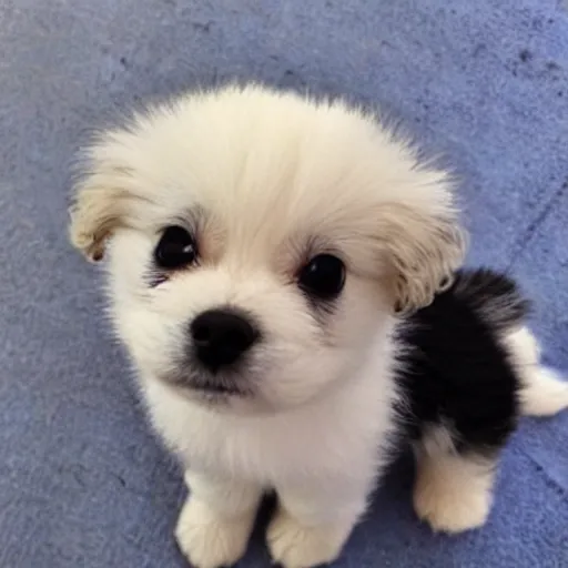 Image similar to cute smol fluffy puppy big big beady eyes